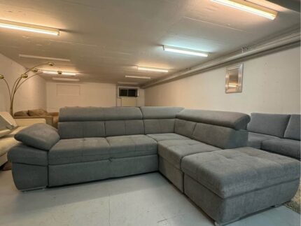 Grau Ecksofa Schlaffunktion Völlig ungefüttert