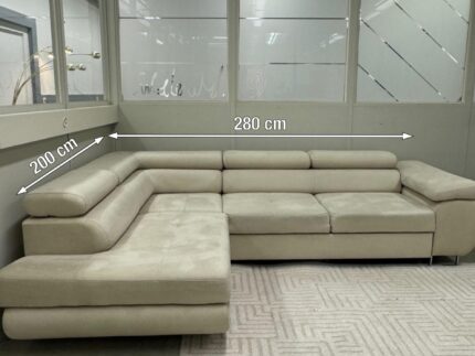 Ecksofa mit Bettfunktion in Cremebeige Ink. Lieferung