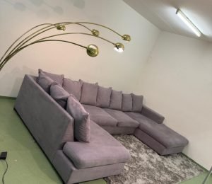 U-förmiges Sofa grau aus Alcantara – Occasion Sofa kaufen bei SofaLab
