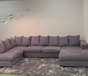 U-förmiges Sofa grau aus Alcantara – Occasion Sofa kaufen bei SofaLab