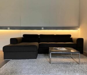 Brown Corner Sofa with storage space and pull-out bed – Occasion sofa for sale at SofaLab