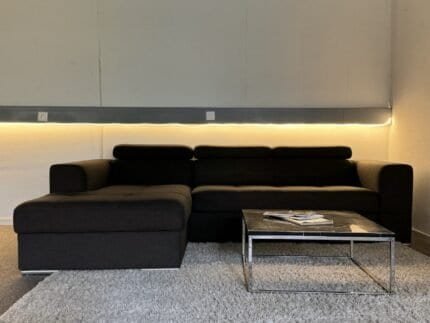 Brown Corner Sofa with storage space and pull-out bed – Occasion sofa for sale at SofaLab