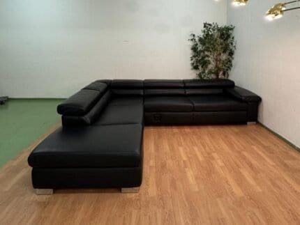 Corner Sofa black leather by EWald Schillig – Occasion sofa for sale at SofaLab