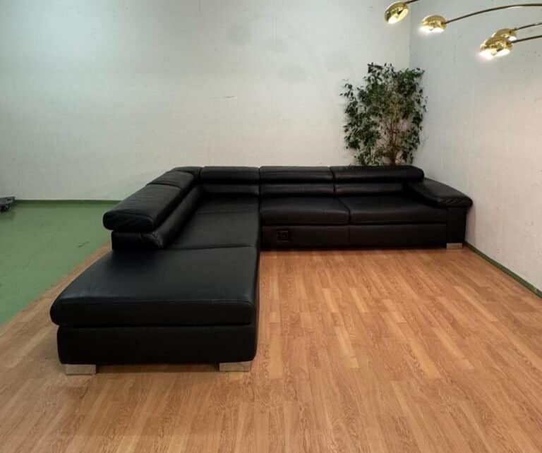 Ecksofa aus schwarzem Leder von EWald Schillig – Occasion Sofa kaufen bei SofaLab