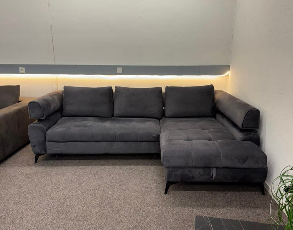 Corner Sofa Dark gray with bed function – Occasion sofa for sale at SofaLab