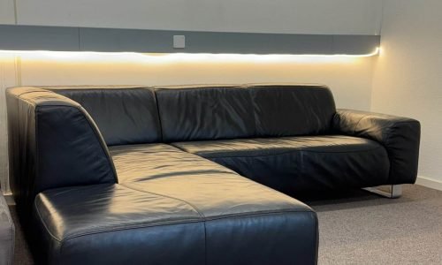 Corner Sofa black buffalo leather – Occasion sofa for sale at SofaLab
