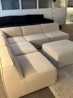 Modular sofa sand beige with footrest – Occasion sofa for sale at SofaLab