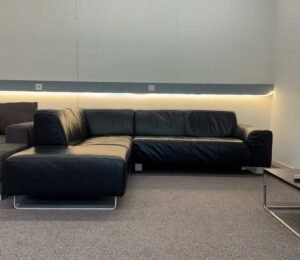 Corner Sofa black buffalo leather – Occasion sofa for sale at SofaLab