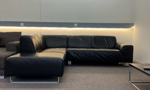 Corner Sofa black buffalo leather – Occasion sofa for sale at SofaLab