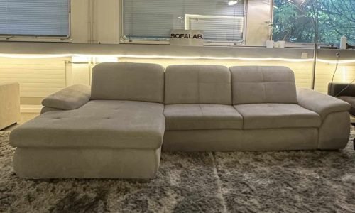 Light grey Corner Sofa with adjustable backrest – Occasion sofa for sale at SofaLab