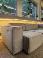 Corner Sofa Light grey with electro bed function – Occasion sofa for sale at SofaLab