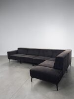 Modern Corner Sofa dark grey with chaise longue