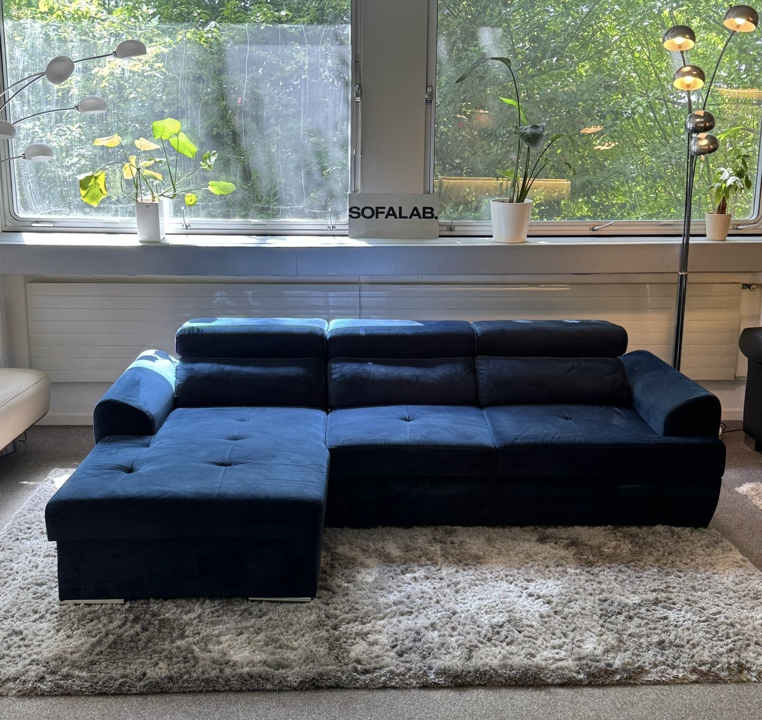 IMG_8185 Ecksofa Marineblau mit Schlaffunktion und Stauraum – Occasion Sofa kaufen bei SofaLab