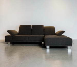 Corner Sofa Dark grey with adjustable seat cushions and armrests – Occasion sofa for sale at SofaLab
