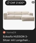 Home 24 Corner Sofa HUDSON light grey