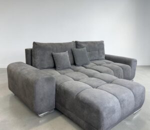 Corner Sofa British gray with sleep function and storage space