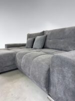 Corner Sofa British gray with sleep function and storage space