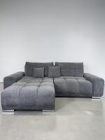 Corner Sofa British gray with sleep function and storage space