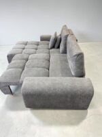 Corner Sofa British gray with sleep function and storage space