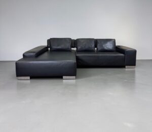 Ewald Schillig Corner Sofa Nappaleder Black with sleep function – buy Occasion Sofa at SofaLab