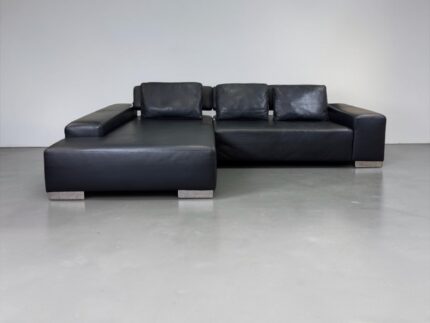 Ewald Schillig Corner Sofa Nappaleder Black with sleep function – buy Occasion Sofa at SofaLab
