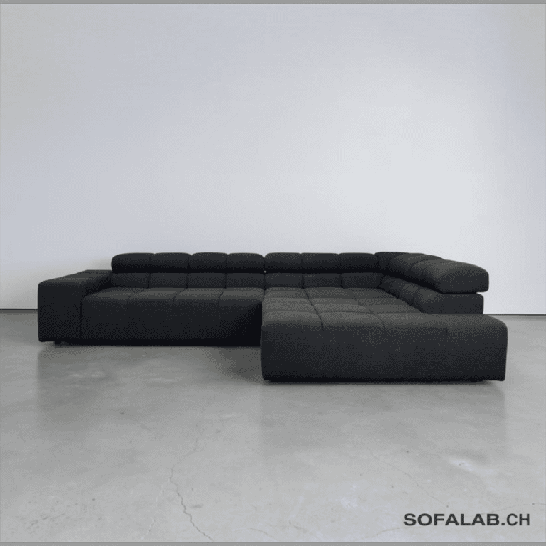 Furniture Pusher Corner Sofa Dark gray with adjustable pillows – buy Occasion Sofa at SofaLab