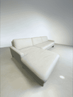 White Corner Sofa Beef Leather with Chromium Legs - Image 3