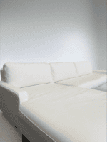 White Corner Sofa Beef Leather with Chromium Legs - Image 2