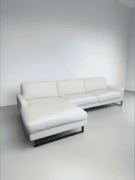 White Corner Sofa Beef Leather with Chromium Legs - Image 4