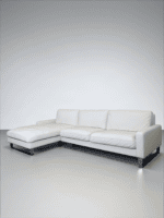 White Corner Sofa Beef leather with chrome legs - Image 5
