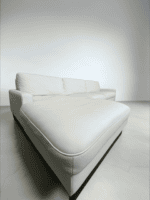 White Corner Sofa Beef leather with chrome legs - Image 6