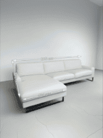 White Corner Sofa Beef Leather with Chromium Legs - Image 9