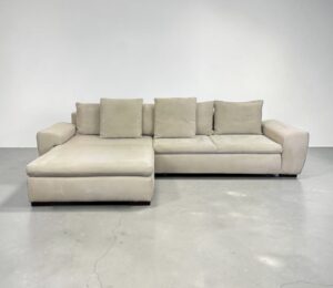 Beiges Corner Sofa with bed function and storage space – buy Occasion Sofa from SofaLab