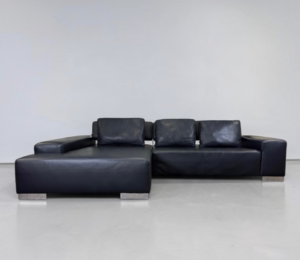 Ewald Schillig Corner Sofa Nappaleder Black with sleep function – buy Occasion Sofa at SofaLab