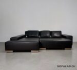Ewald Schillig Corner Sofa Nappaleder Black with sleep function – buy Occasion Sofa at SofaLab