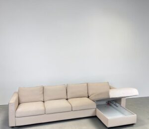 Corner Sofa made of beige fabric with removable pillows – buy Occasion sofa at SofaLab