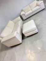 Natuzzi Brivido Sofagarnitur, echtes Nappaleder, Creme - Image 11