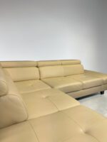Ecksofa aus Echtleder Creme mit Fußstütze - Image 2