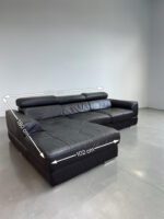 Ecksofa aus schwarzem Echtleder mit verstellbaren Kissen - Image 10