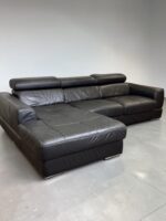 Ecksofa aus schwarzem Echtleder mit verstellbaren Kissen - Image 2