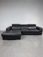 Ecksofa aus schwarzem Echtleder mit verstellbaren Kissen - Image 6