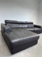 Ecksofa aus schwarzem Echtleder mit verstellbaren Kissen - Image 5