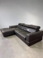 Ecksofa aus schwarzem Echtleder mit verstellbaren Kissen - Image 3