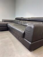 Ecksofa aus schwarzem Echtleder mit verstellbaren Kissen - Image 4