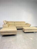 Ecksofa aus Echtleder Creme mit Fußstütze - Image 3