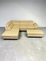 Ecksofa aus Echtleder Creme mit Fußstütze - Image 4