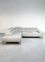 Light grey Corner Sofa made of fabric with electrical sleep function - Image 9