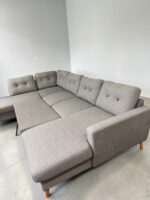 U-förmiges Sofa Klassiker Grau mit Schlaffunktion und Stauraum - Image 7
