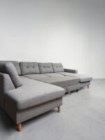 U-förmiges Sofa Klassiker Grau mit Schlaffunktion und Stauraum - Image 8