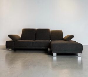 Corner Sofa Dark grey with adjustable seat cushions and armrests – Occasion sofa for sale at SofaLab